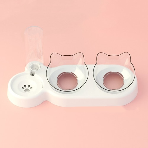 Haustier-Katzennapf, automatischer Futternapf, 3-in-1-Futternapf für Hunde und Katzen mit Wasserbrunnen, Doppelnapf zum Trinken, erhöhter Ständer, Schüsseln für Katzen Image