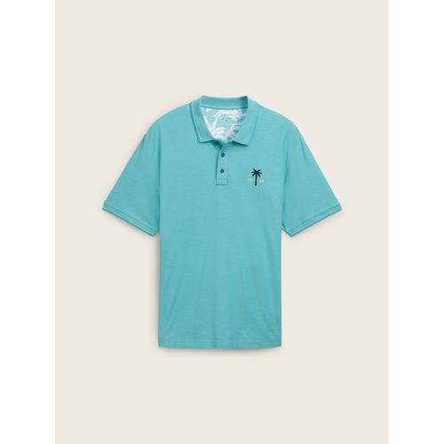 TOM TAILOR Herren Plus - Poloshirt mit Print, blau, Print, Gr. 2XL