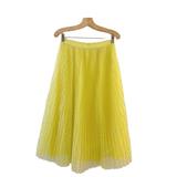 J. Crew Skirts | J Crew Polka Dot Glitter Pleated Midi Skirt Neon Green Yellow Tulle Metallic Dot | Color: Blue/Yellow | Size: 0