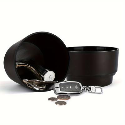 TEMU 1pc Black Plastic With Secret Compartment & Key Hider - Waterproof, Safe For Cash, Keys & Small , Non-waterproof Image