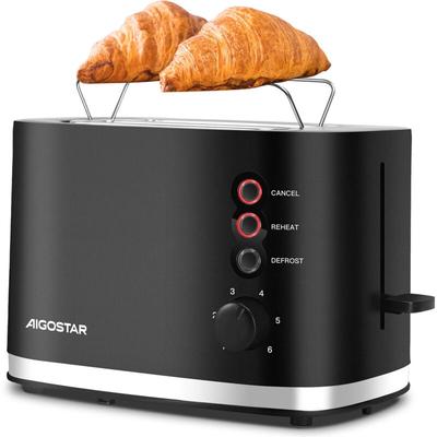 Aigostar - Energy - Toaster 2 Scheiben mit Brötchenaufsatz, extra breite Toastschlitze &