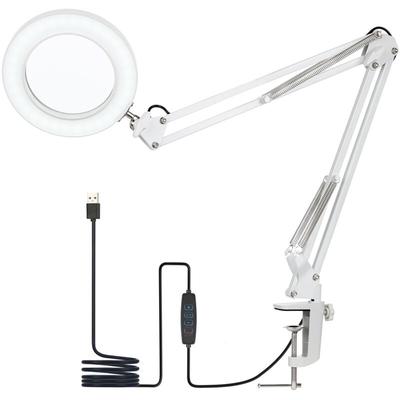 Klemm-Tischlampe, Schreibtischlampe, mit 8-facher Lupe, Schwenkarm, dimmbare LED, 3 Farbmodi, 10 Image