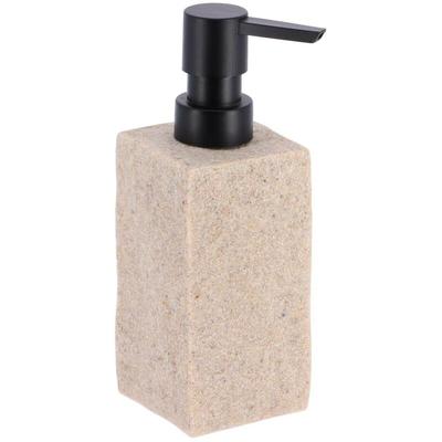 Tendance - Seifenspender 260 ml polyresin fliesen steineffekt pumpe mattschwarz - natürlich Image