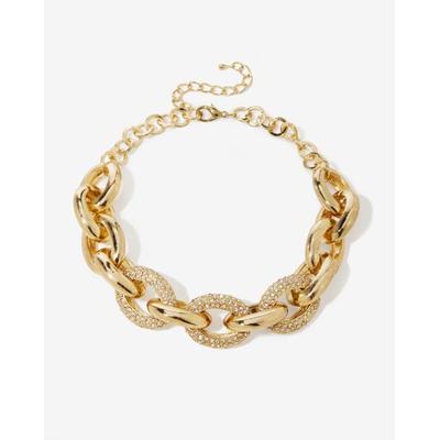 Boston Proper - Gold/Gold Yellow - Gold & Sparkling Crystals Chain Link Necklace