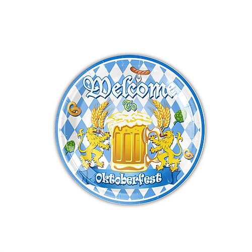 Piatti di carta da 100 pezzi Piatti di carta da cena da 7 pollici o 9 pollici Piatti di carta da dessert ideali per l'Oktoberfest Cena a tema Oktoberfest e piatti da dessert