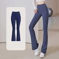 Per donna Pantaloni da yoga Gamba svasata Fascia Elastica Vita Alta Pilates Allenamento in Palestra Allenamento Collant Tinta unica Grigio scuro Nero Blu Gli sport Abbigliamento sportivo Elasticizzato