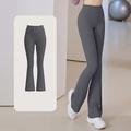Per donna Pantaloni da yoga Gamba svasata Fascia Elastica Vita Alta Pilates Allenamento in Palestra Allenamento Collant Tinta unica Grigio scuro Nero Blu Gli sport Abbigliamento sportivo Elasticizzato