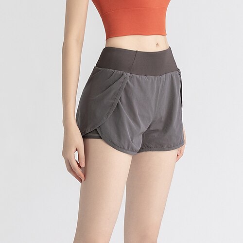Per donna Shorts da Palestra Shorts da yoga Shorts da allenamento con Tasca per Telefono Pilates Allenamento in Palestra Allenamento Pantaloncini Tinta unica Nero Blu Viola Gli sport Abbigliamento