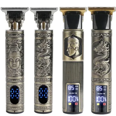 T9 hairdresser electric push cut hair USB electric push large screen dragon carving razor bald hair