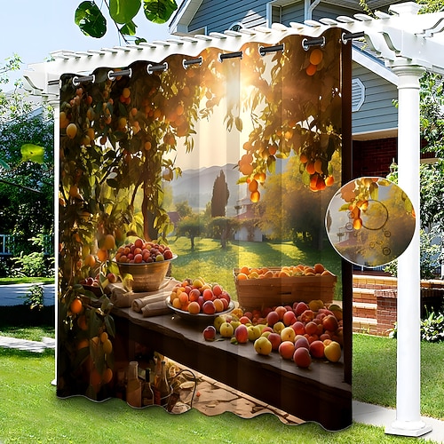 Wasserdichter Outdoor Vorhang Sichtschutzvorhang für den Außenbereich, Schiebevorhänge für die Terrasse, Pergola-Vorhänge mit Ösen, für Pavillon, Balkon, Veranda, Party, 1 Panel Image