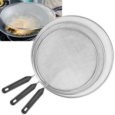 3Pcs Cooking Frying Stainless Steel Anti Splatter Guard Oil Net Grease Splatter Screen Pan Mesh