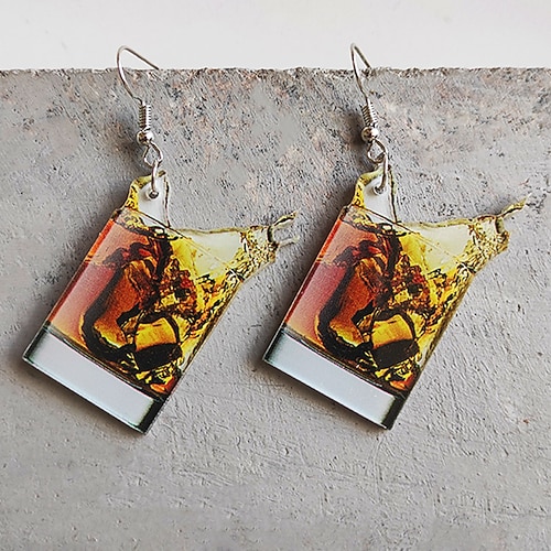 2er-Pack Bier-/Weinkrug-Ohrringe für Frauen, lustige deutsche Oktoberfest-Ohrringe, Acryl, Bierfest-Kostüme, Outfits, Accessoires für Frauen und Mädchen Image