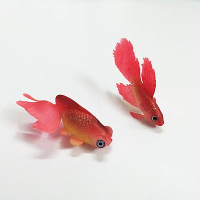 2 Pieces Artificial Aquarium Fishes Plastic Fish Realistic Artificial Moving Floating Orange Goldfish Fake Fish Ornament Decorations for Aquarium Fish Tank