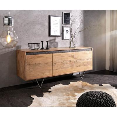 DELIFE Design-Sideboard Stonegrace 175 cm Akazie Natur Schiefer 3 Türen, Sideboards Image