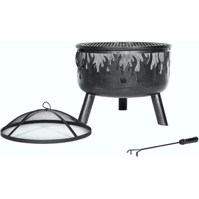 Feuerschale BUSCHBECK "Faya", schwarz, H:55cm Ø:53cm, Stahl, Feuerkörbe, ØxH: 53x55 cm, mit Funkenschutzhaube und Grillrost Image
