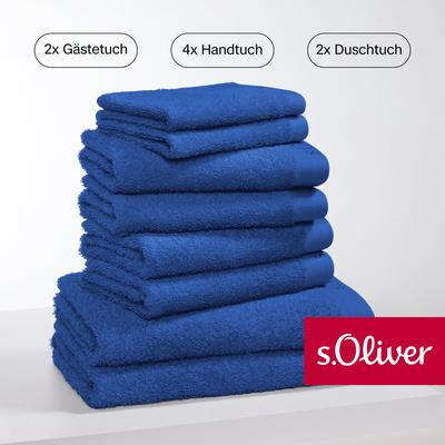 Handtuch Set S.OLIVER "s. Oliver, besonders weich und saugfähig", blau, 8 St., Walkfrottier, Walkfrottier, Baumwolle, Ha