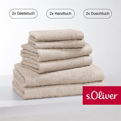 Handtuch Set S.OLIVER "s. Oliver, besonders weich und saugfähig", beige (natur), 6 St., Walkfrottier, Walkfrottier, Baum