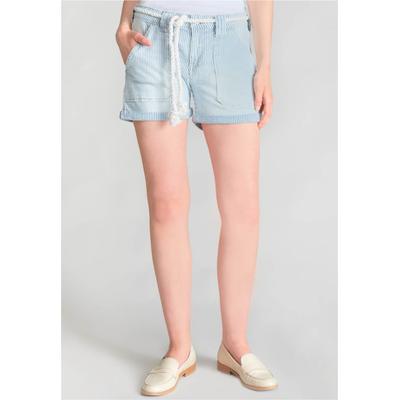 Shorts LE TEMPS DES CERISES "BLOOM", Damen, Gr. 30, EURO-Größen, blau (hellblau), 93% Baumwolle, 5% Polyester, 2% Elasthan, Hosen, mit lässigen Streifen Image