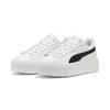 Sneaker PUMA "Karmen II Leather Sneakers Damen", Gr. 42, schwarz-weiß (weiß schwarz silber metallic), Obermaterial: Kuhleder, Textil, Synthetik; Futter: Textil; Innensohle: Textil; Laufsohle: Gummi, Schuhe