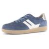 Plateausneaker GABOR, Damen, Gr. 42, blau (dunkelblau, sand), Veloursleder, Glattleder, kontrastfarbene Details, sportlich, Schuhe, Freizeitschuh, Halbschuh, Schnürschuh mit gepolstertem Schaftrand