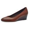 Pumps TAMARIS, Damen, Gr. 38 (5), braun, Leder, unifarben, elegant, Schuhe, Keilabsatz, Halbschuh, Schlupfschuh mit komfortablem Elastikeinfass