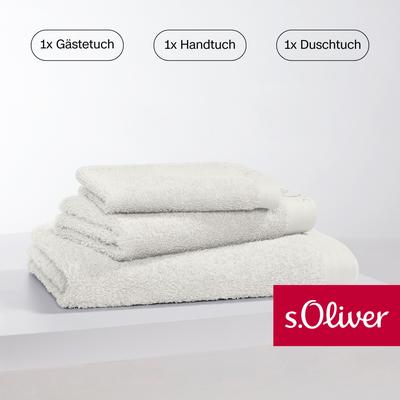 Handtuch Set S.OLIVER "s. Oliver, besonders weich und saugfähig", beige (ecru), 3 St., Walkfrottier, Walkfrottier, Baumw