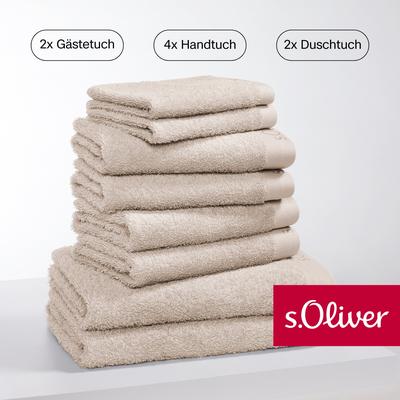 Handtuch Set S.OLIVER "s. Oliver, besonders weich und saugfähig", beige (natur), 8 St., Walkfrottier, Walkfrottier, Baum