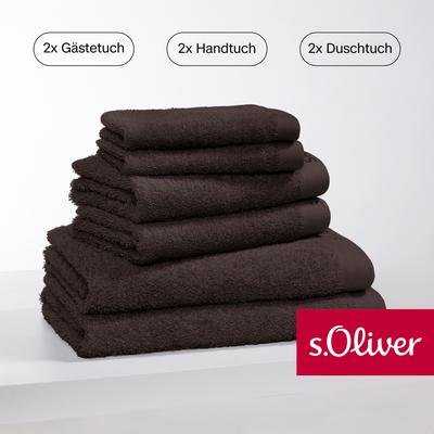 Handtuch Set S.OLIVER "s. Oliver, besonders weich und saugfähig", braun, 6 St., Walkfrottier, Walkfrottier, Baumwolle, H