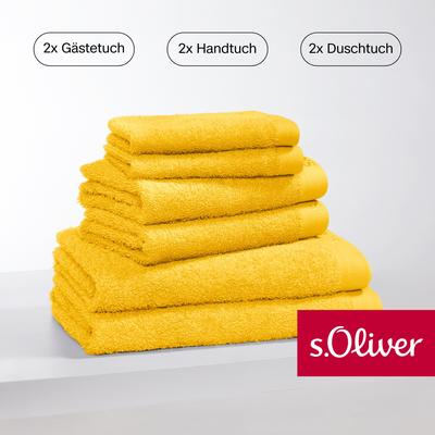 Handtuch Set S.OLIVER "s. Oliver, besonders weich und saugfähig", gelb, 6 St., Walkfrottier, Walkfrottier, Baumwolle, Ha