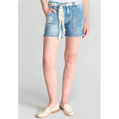 Shorts LE TEMPS DES CERISES "BLOOM", Damen, Gr. 30, EURO-Größen, blau, 98% Baumwolle, 2% Elasthan, Hosen, mit stylischem Bindegürtel Image