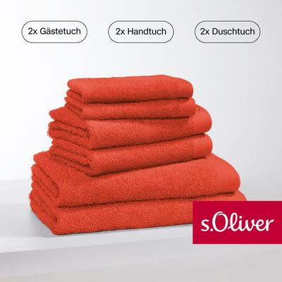 Handtuch Set S.OLIVER "s. Oliver, besonders weich und saugfähig", rot, 6 St., Walkfrottier, Walkfrottier, Baumwolle, Han