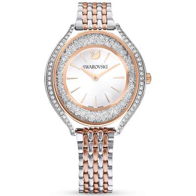 Quarzuhr SWAROVSKI "CRYSTALLINE AURA", rosa (silberfarben, roségoldfarben), Armbanduhren, Damen, Armbanduhr, Damenuhr, Swarovski-Kristalle, Swiss Made Image