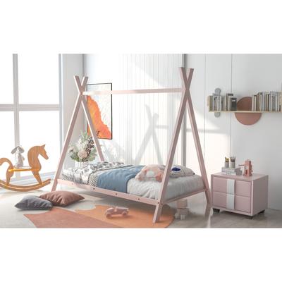 House Bed Tent Bed Frame Metal Floor Play House Bed with Slat