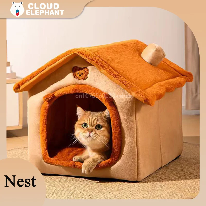 Faltbares Haustier haus abnehmbares Welpen nest wasch bares Katzen haus weiches Haustiers chlafbett für extra kleine Hunde und kleine und mittlere Katze Image