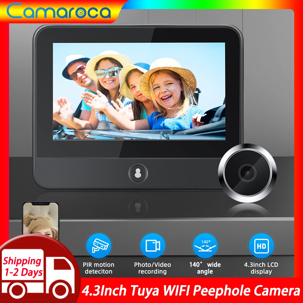 Camaroca Smart Leben Tuya 1080P WiFi Türklingel Auge Guckloch Kamera 5000mAh Batterie Radar PIR Bewegungsmelder Hause digital Viewer