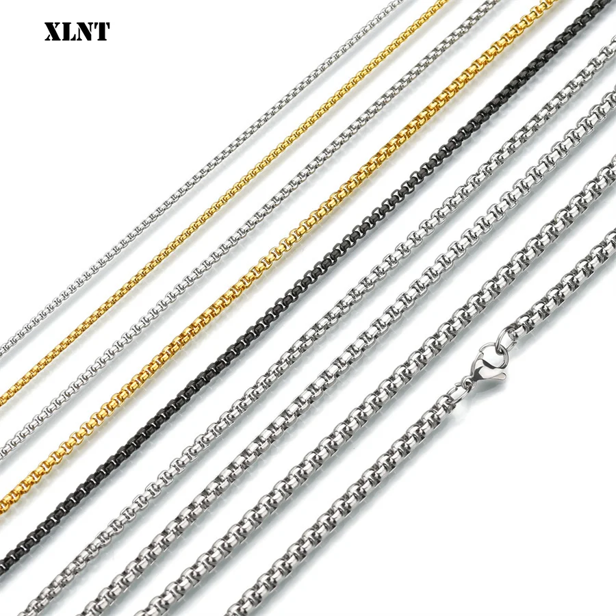 Collana con scatola a catena in corda Catene in acciaio inossidabile Collane a maglie Ciondolo Gioielli fai da te Non strofinare mai 2MM 2.5MM 3MM 4MM