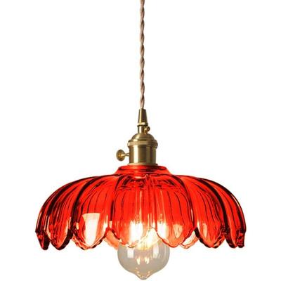 Modern E27 Pendelleuchte Glas Metall Hängelampe Rot Höhenverstellbar Deckenleuchte Esszimmerlampe Image
