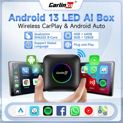 CarlinKit Wireless CarPlay TV Box Wired to Wireless Android Auto Adapter Android 13 8 128G Smart Box For Netflix Mazda Kia IOS18