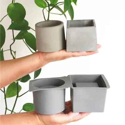 Flower Pot Silicone Mold For Diy Jewelry Storage Box Concrete Cement Making Mold Mirror Crystal