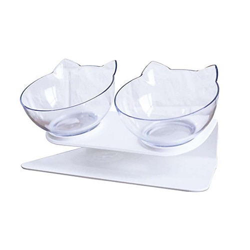 Haustierkomfort-Futternäpfe Tierfutter Wasserspender 15° geneigter Spender-Hundekatzen-Doppelnapf mit angehobener und geneigter Plattform Image