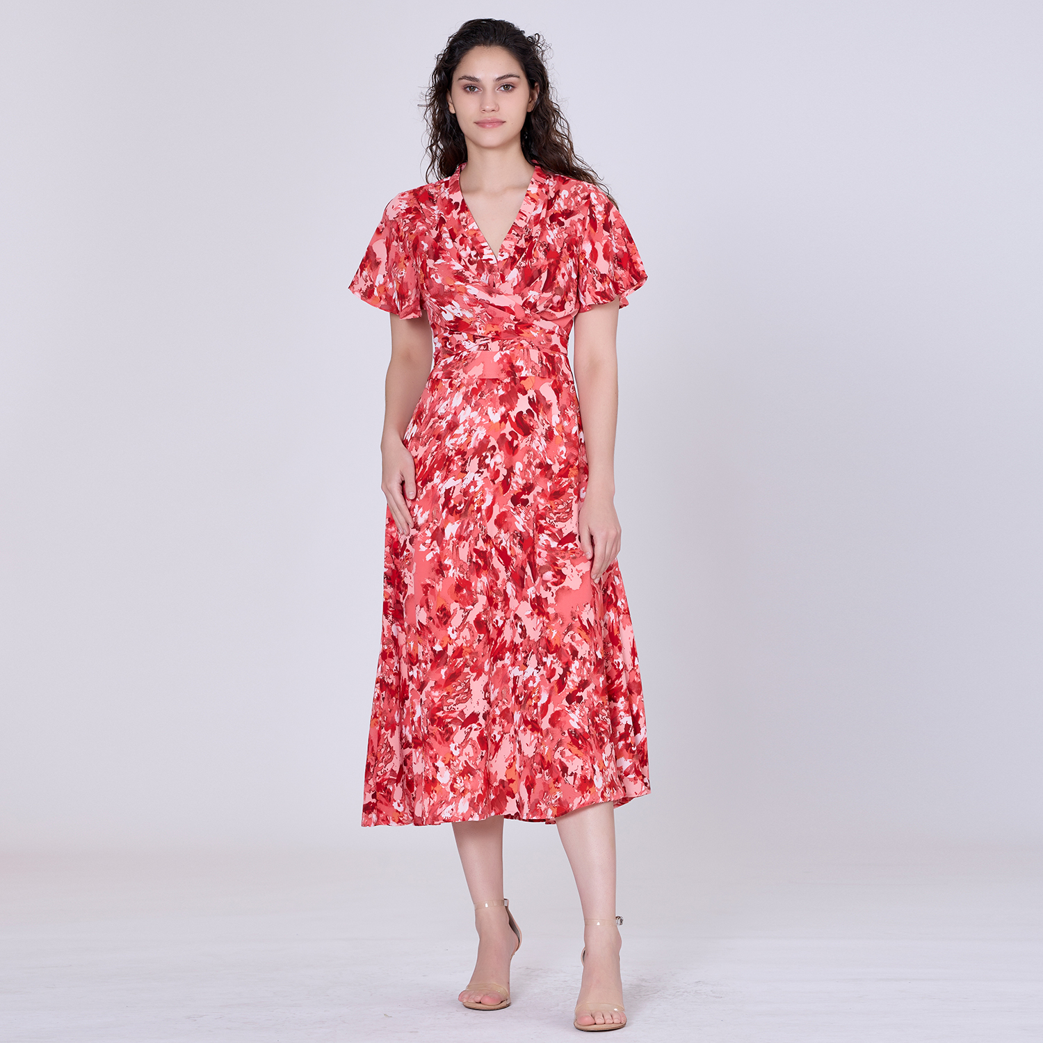 Midi-Wickelkleid mit abstraktem Print Image