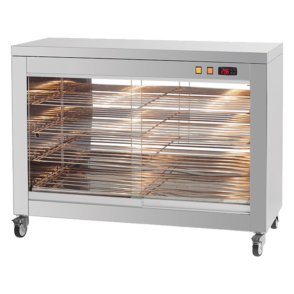 Elektrische warmhaltevitrine 2 türen 4 ebenen rückwand edelstahl - 1100x450x840 mm - 2000 W 230/1V - 5301A4E1 Eurast Image