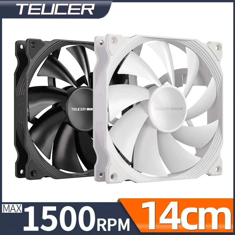 Teucer AF 14025 Ventola di raffreddamento per case del PC 12V 4Pin PWM MHDB Cuscinetto idraulico Bianco 14CM Ventola silenziosa per ventola radiatore del computer