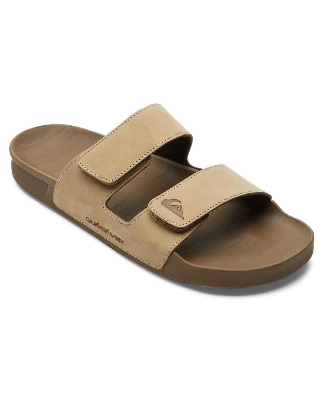 Sandale QUIKSILVER "Rivi Leather", Herren, Gr. 9(42), beige (tan 1), Obermaterial: Leder / Außensohle: Gummi, Schuhe Sandale