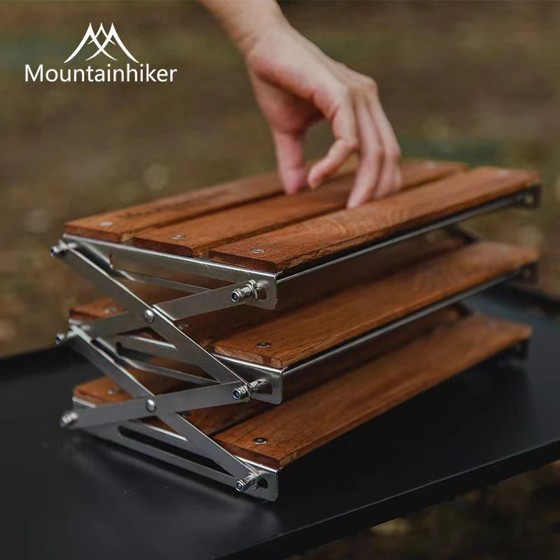MOUNTAINHIKER Outdoor-Camping-Rack, tragbarer Klapptisch, leicht zu tragen, faltbar, für Picknick, Camping, Grill, dreistufiges Rack