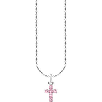 Kette mit Anhänger THOMAS SABO "Kreuz-Anhänger, KE2226-051-9-L45V, KE2226-414-14-L45V" Gr. 45, bunt (silberfarben, pink)