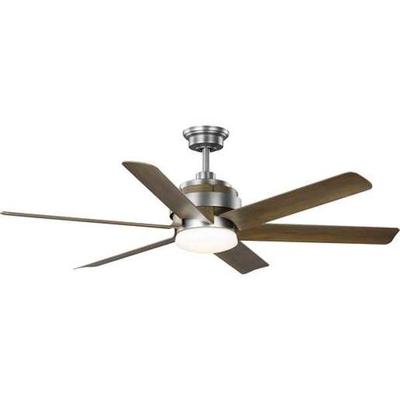 Progress Lighting 249299 - FIVE-BLADE 56" INDUSTRIAL ANTIQUE NICKEL DC CEILING FAN LED LIGHT (P250003- Indoor LED Ceiling Fan Fixture