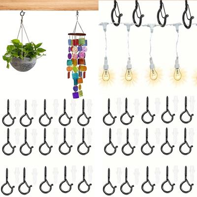 20pcs Q-Hanger Screw Hooks with Safety Buckles - Fashion Metal Outdoor Lights Hanging Kits for Christmas Fairy String Lights - Easy Release, 2.2 Inch Length