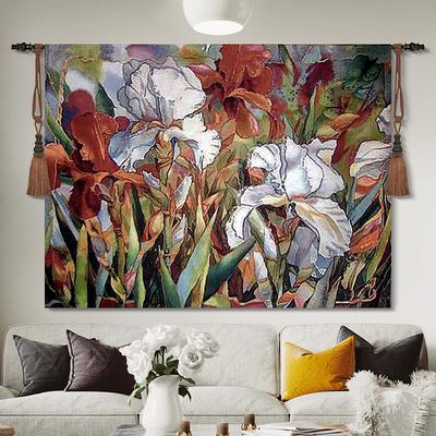 Jacquard Woven Tapestry Gobelin Aubusson Wall Art Hanging Aubusson Large Tapestry Reproduction Loom Cotton Weave Modern Poppies Belgian Tapestry (without tassels and rod)