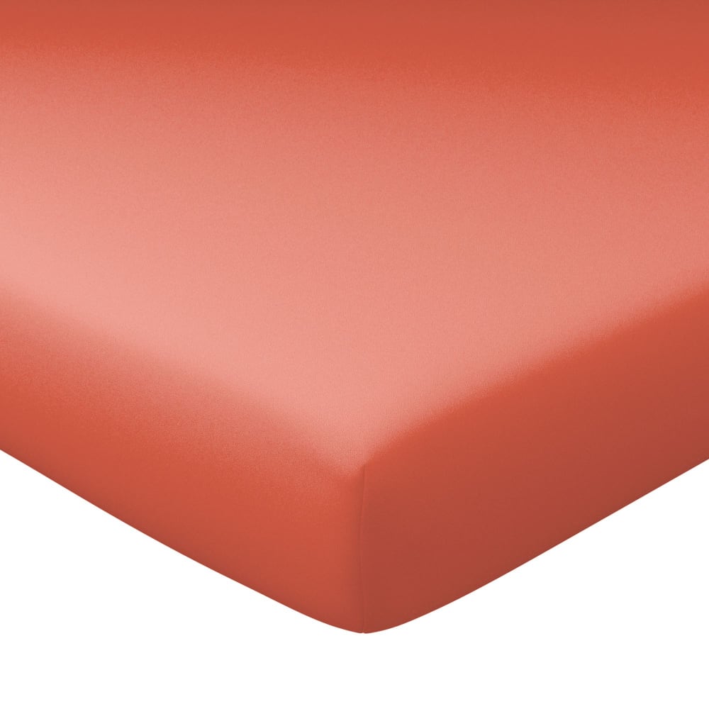 Drap-housse grand bonnet en coton orange poterie 180x200x40cm